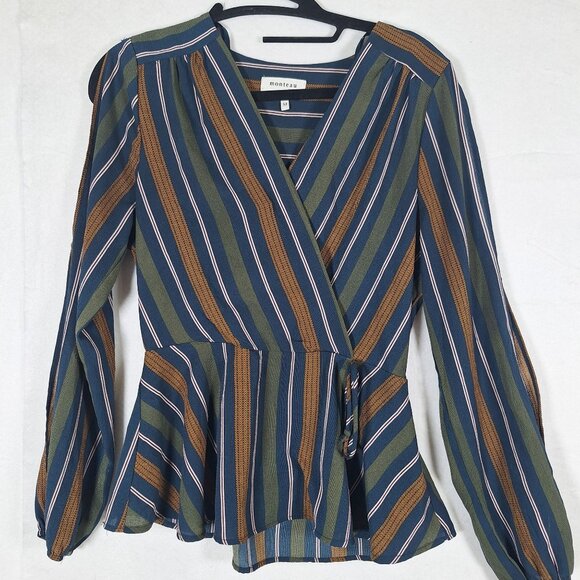 Monteau cold shoulder striped shirt size medium - Picture 1 of 7